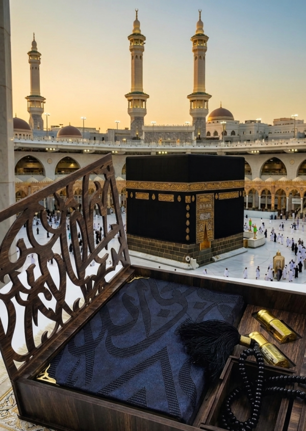 The "AL - KISWAH" luxury box  with authentic and certified covering of the sacred ghilaf e kabah